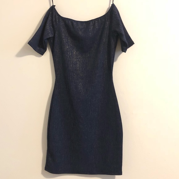 DRESSCODE LA off shoulder fitted navy mini dress - Picture 3 of 7